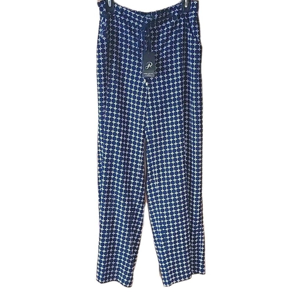NWT Adrianna  Papell Ladies' Palazzo  Pants Navy   MEDIUM Preppy Designer Classy